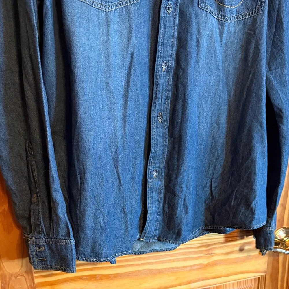 True Religion Indigo Chambray Denim Button-Up Shirt